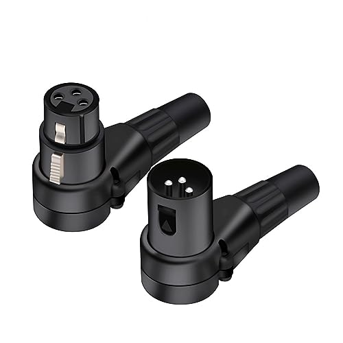 Conector XLR de 3 polos negro con ángulo de 90 grados para cable de audio 3