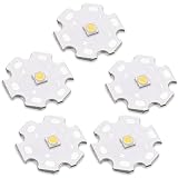 LEDGUHON 5Pcs 3W Warm White 3535 SMD Super Bright High Power LED Chip with Aluminum Plate 20mm Star PCB Base Heat Sink for Floodlight Replacement(120deg,Warm White 2800K-3200K,DC 2.8-3.2V,700mA)