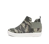 Soda Topshoe Diana - High Top Sneaker with Hidden Wedge and Elastic Gore Insets (lt camo, 10)