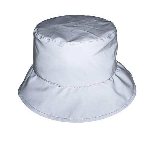 Image of Unisex Metallic Bucket Hat Waterproof Holographic Bucket Hat Fishing Hat Trendy Hip Pop Sun Cap