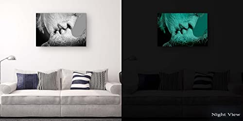 Startonight Canvas Wall Art Black And White Abstract Couple Adam And Eve, Framed Quantic Home Decor For Living Room 32" X 48" #TOP5