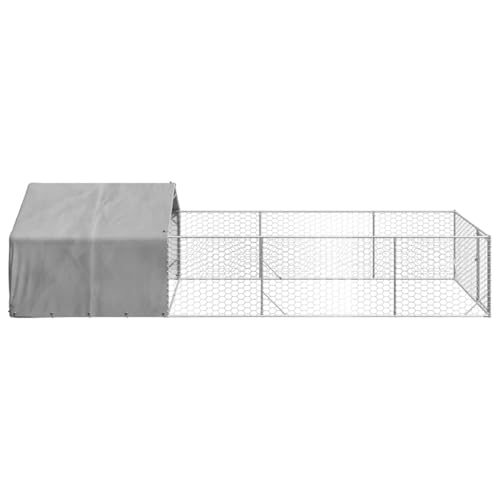 Niche extérieure pour chien 6x2x1.5m en acier galvanisé avec parc
