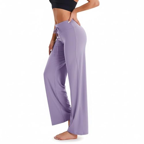 Image of TNNZEET 3 Pack Women's Wide Leg Pants with Pockets - Casual Loose Yoga Trouser Pants Sweatpants Palazzo Lounge Pajama Pants