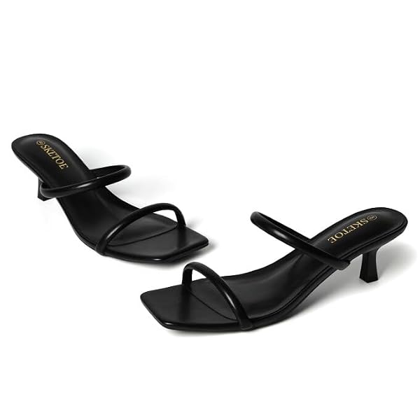 SKETOE Kitten Heels for Women Two-Strap Open Toe Sandals Square Toe Heels by SKETOE - Used condition - Image 5