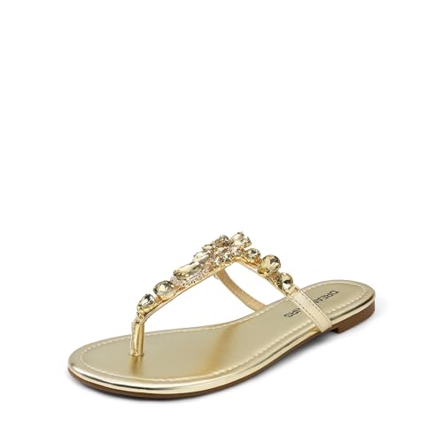 DREAM PAIRS Flip Flops for Women Dressy Rhinestone T-Strap Thong Sandals for Summers Dress Beach