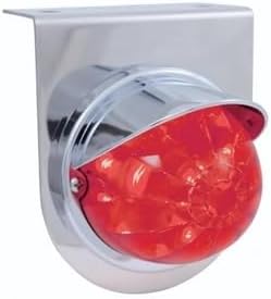 United Pacific 37249 Marker Light, LED, with Bracket, with Bezel and Visor, Dual Function, 17 LED, Red Lens/Red LED, Stainless Steel, 3" Lens, Watermelon Design