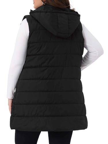 Agnes Orinda Women's Plus Size Long Puffer Vest Hooded Zip Up Sleeveless Casual Quilted Jacket with Pockets4