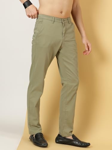 Image of Thomas Scott Men's | Solid | Light Weight | Breathable Fabric | 4 Pockets | Mid Rise | Slim Fit | 100% Cotton | Button Waist | Chino Trouser | Pants