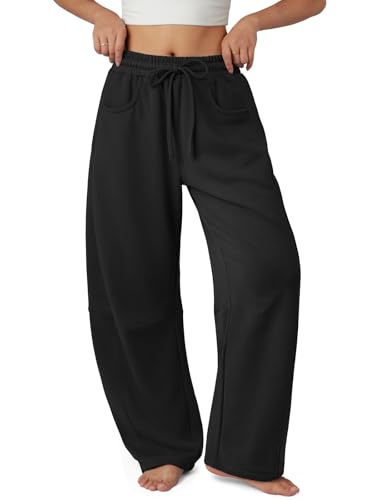 ATHMILE Barrel Sweatpants Women Fall Fashion Wide Leg Pants 2025 Baggy Lounge Comfy Flowy Sweat Pants with Pockets