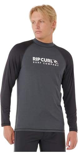 Camiseta de manga larga Rip Curl contra rozaduras de tabla licra negra elástica para hombres