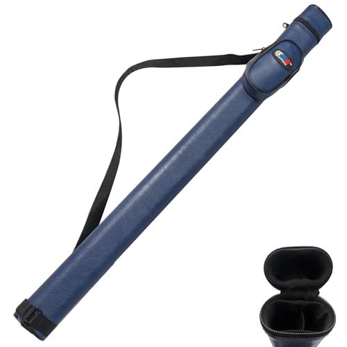 GSE Games & Sports Expert Billiard Cue Cases, 1x1 Deluxe Hard Billiard Pool Cue Stick Carrying Case, Pool Billiards Accessories (Blue)