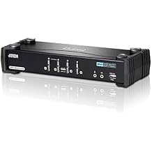 ATEN CS1784A 4 Port USB DVI Dual Link KVMP Desktop Switch with 4xDVI-D KVM Cable Sets - Black