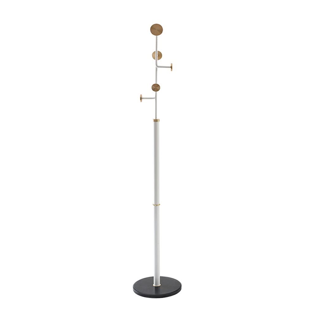 Household Floor Coat Rack Wrought Iron Freestanding Modern Simple Hanger Bedroom Corridor Hanging Bag Standing Coat Rack(White)