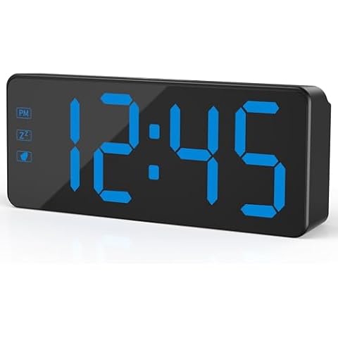 KWANWA Small Digital Clock, Alarm Clock for Bedroom, Large Big Numbers Display with Brightness Dimmer, Upgrade Bigger Setting Buttons, Auto-dim Night Mode, Electric Bedside Desk Clock, 12/24H, Snooze Cover