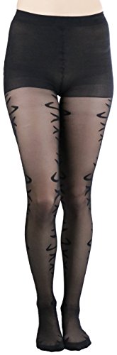 Image of ToBeInStyle Women's Flame Burning Fire Tights w /Devil-Inspired Print Hosiery