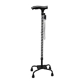 Gehstock, ausgleichende Mobilitätshilfe für Männer und Frauen Leichter Gehstock mit LED-Taschenlampe Vier Zinken Robuste Aluminium-Krücke für ältere Menschen