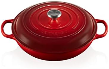 Le Creuset Signature Enamelled Cast Iron Shallow Casserole Dish With Lid, 30 cm, 3.5 Litres, Cerise Red, 21180300602430