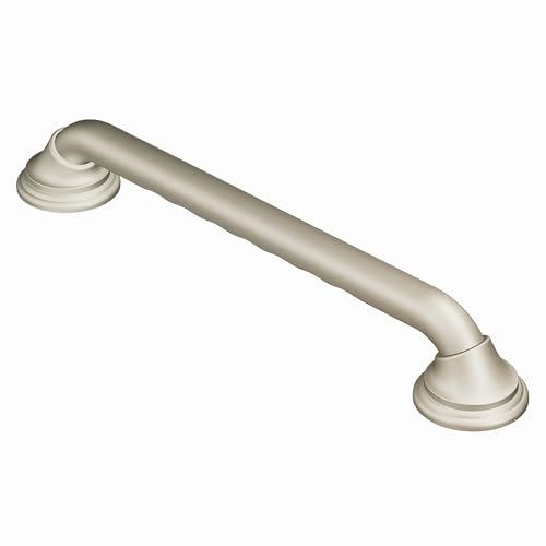 Moen Home Care Bathroom Safety Designer24 Inch Handicap Grab Bar for Bathtub and Shower with Curled Grip, Elderly Assistance Product, Brushed Nickel, LR8724D3GBN by Moen - Used condition - US$22.23