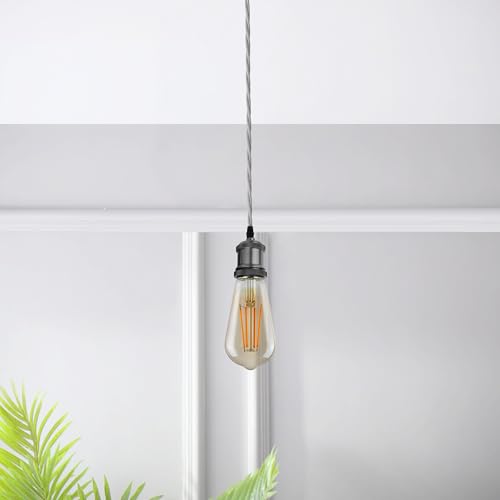 Image of LEDSone Black 18 AWG Fabric Covered Electrical Wire 32.8ft 3 Conductor Twisted Cord 0.75mm Tinned Copper PVC Cable for Pendant Lights Chandeliers Lamp Rewiring DIY Indoor Projects