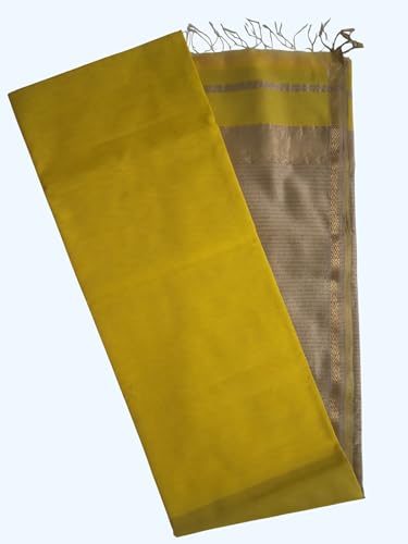 Generic yellow maheshwari silk saree – image 5