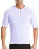 Wulibike Maillot de ciclismo para hombre con media cremallera, manga corta y 3 bolsillos, morado, L