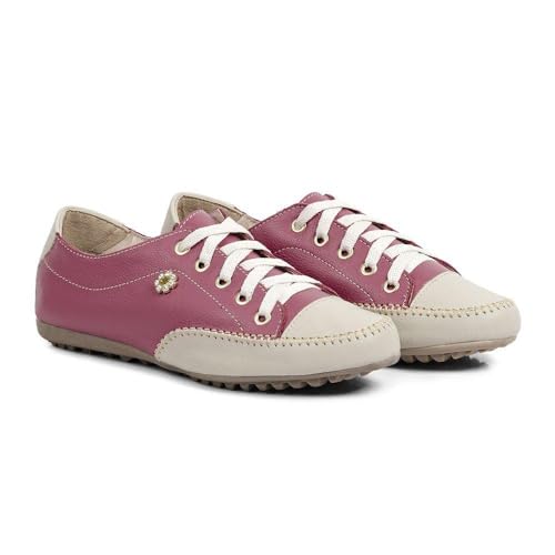Sapatênis Tênis Feminino Casual Couro Flay Izabela Araújo - 100 - Rosa Bege Tamanho:35;Cor:Rosa