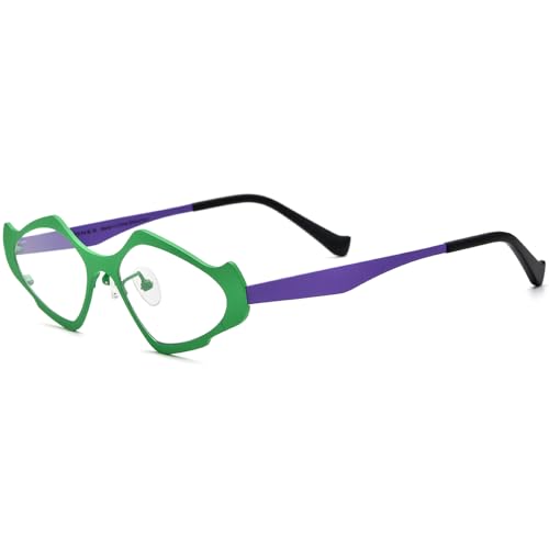Image of FONEX Colorful Pure Titanium Glasses Frame Women Retro Round Eyeglasses