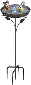 Vogeltränke Vogelbad 30CM, Futter Schale Stehend für Draußen Garten, Metall Vogelbecken Wassertränke für Wildvögel, Vogeltränke Winterfest Futter Wasserschale