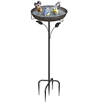 WELDUN Vogeltränke Vogelbad 30CM, Futter Schale Stehend für Draußen Garten, Metall Vogelbecken Wassertränke für Wildvögel, Vogeltränke Winterfest Futter Wasserschale