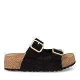 Inter Bios - Sandalia en Piel con Hebillas Ajustables, cuña 5 cm 2007S para: Mujer Color: Serraje Negro Talla: 39