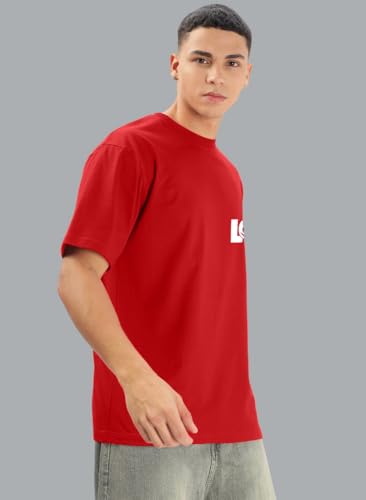 Image of Men's Printed Round Neck Oversized Longline Drop Shoulder T-Shirt | Loose Fit Drop Shoulder | Soft Breathable Summer T-Shirt Trendy Everyday Wear | Back Printed T-Shirt