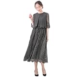 [ELENA] エレナ レディース マタニティ 単品 ワンピース ドレス シフォン レース ロング 授乳口付 体型カバー ウエストゴム フォーマル セレモニー (280152) M AP ロング丈：モーヴグレー