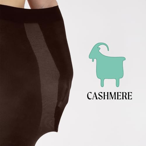 Image of CALZITALY Cashmere Wool Tights - 150 DEN Opaque Fleece Lined Warm - Multi Color Pantyhose for Women, S - 4XL