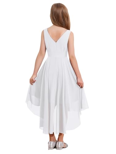 Choomomo Kids Girls Chiffon Wedding Dress Sleeveless Formal Party Flower Girl Dresses Ruffle High Low Hem4