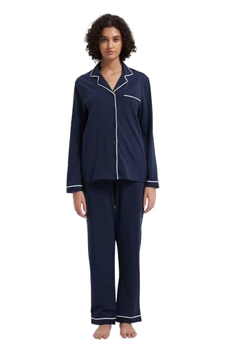 Image of GLOBAL Pajama Set for Women Long-Sleeve Shirt/Full-Length Bottom 100% Cotton