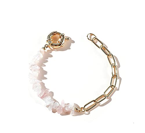 Natural Healing Crystal Stone Link Bracelet For Women (Rose Quartz) #TOP17