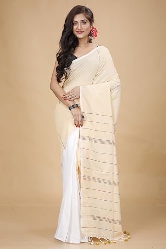 Image of Women's Traditional Bengal Handloom Soft Cotton Khesh Saree