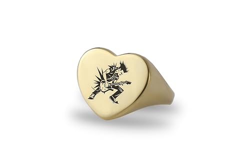 Chevalière Rock N Roll en Or : bijou gravé de haute joaillerie pour guitariste