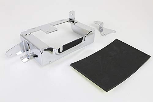 Chrome battery carrier for stock frames. Fits: FLH 1970-1979