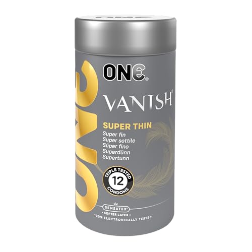 ONE® Vanish Preservativos HyperThin - Preservativos veganos, sin OMG, látex de goma natural, 12 unidades
