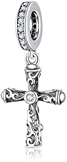 Teleye Bracelet Charm Bead Vine Cross DIY Charm 925 Sterling Silver Fits Pandora Bracelet Necklace, European Charms Bracelet