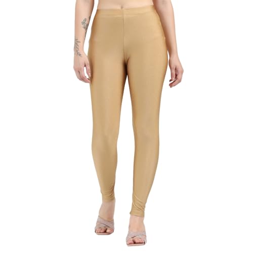 Image of Women's Nylon Shimmer Leggings | Ankle Length | Slim Fit | Stretchable Spandex Leggings | Shiny Finish | Casual Wear & Special Occasion