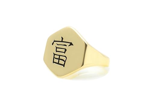 Bague japonaise gravée anti-ternissement et chevalière kanji durable