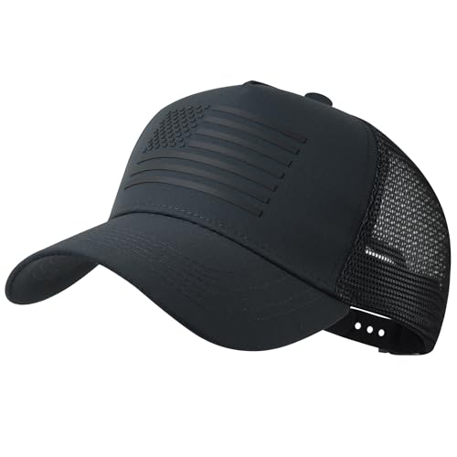 IIN American Flag Mesh Baseball Cap, Patriotic Trucker Hat for