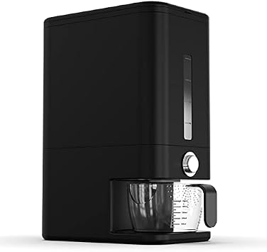 Rice Dispenser - 26.5 lbs Rice Storage Container with Measuring Cup, Rice Scoop & Sponge – Large Cereal Grain Bucket with Scale for Kitchen Pantry Organization, BPA-free, Airtight (Black)