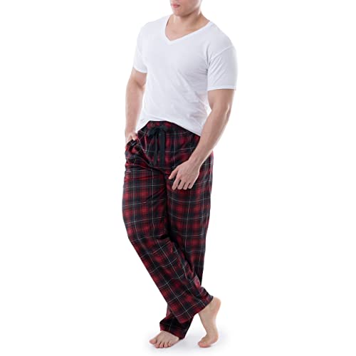 Izod Men's Silky Fleece Sleep Pant, Dark Red Plaid, Large #TOP4