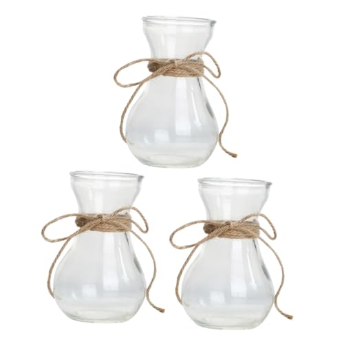 DOITOOL Lot de 3 Vases Décoratifs en Verre Transparent pour Composition de Fleur Vases Hydroponiques pour Plantation de Fleurs Décoration Maison Bureau et Événements