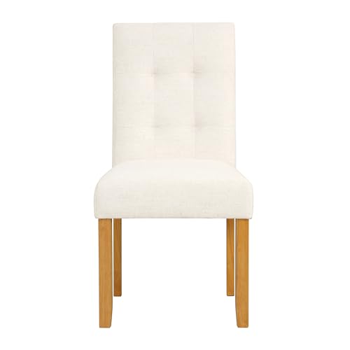 Image of HomePop Button Tufted Fabric Dining Chairs - Ivory Textured Woven (Set of 2)