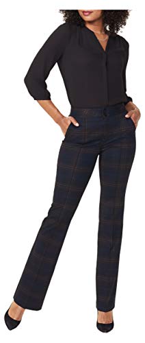 NYDJ Women's Petite Slim Ponte Knit Trouser Pants, OAKLAN Plaid, 12P