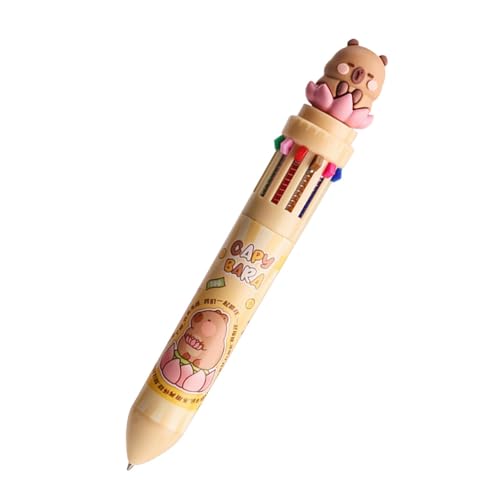 Qkbuza Click Pens - Bolígrafos multicolor de punta fina 12 en 1, tinta de dibujos animados Capybara | Bolígrafos de escritura multisuaves de 0.7 mm para tomar notas para niños, mujeres y hombres